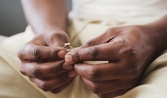 Cropped shot of an unrecognizable man holding a ring in preparation for his wedding