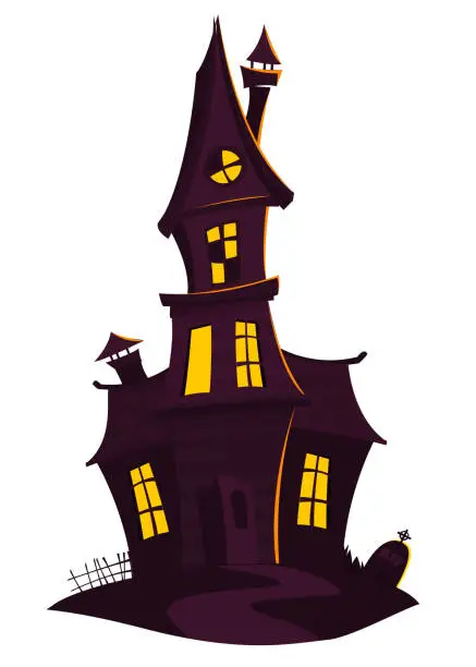 Vector illustration of Happy Halloween old haunted house isolated on a white background