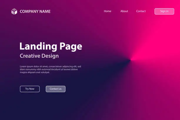 Vector illustration of Landing page Template - Pink abstract background with radial gradient