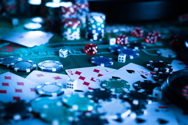 istock Poker Chips with roulette, gambling games concept. 1174376534