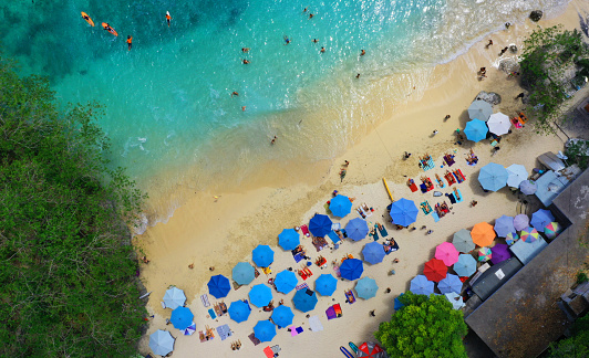 Beautiful view of popular beach on holidays season, Bali