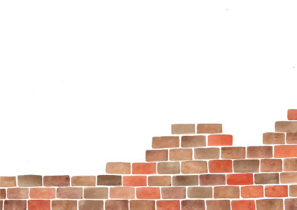 ilustrações, clipart, desenhos animados e ícones de pintura da mão da aguarela da parede de tijolo para a decoração no fundo. - backgrounds red textured brick wall