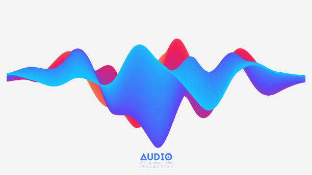 illustrazioni stock, clip art, cartoni animati e icone di tendenza di vettore 3d superficie solida audio onda da. spettro di oscillazione delle onde musicali astratte. visualizzazione futuristica delle onde sonore. schema d'impulso colorato. esempio di tecnologia musicale sintetica. - wind instrument audio