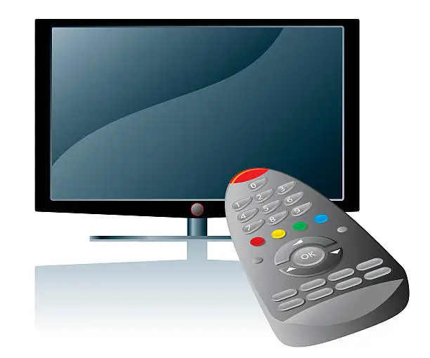 Vector illustration of television and remote control