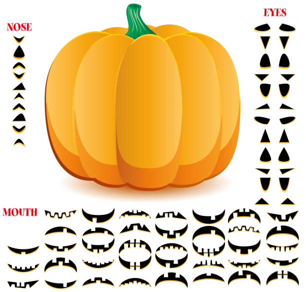 Halloween pumpkins set, part 1 vector art illustration