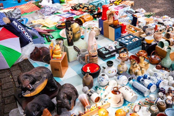 Tokyo, Japan - August 10, 2019: Shinjuku Chuo Flea Market in Tokyo