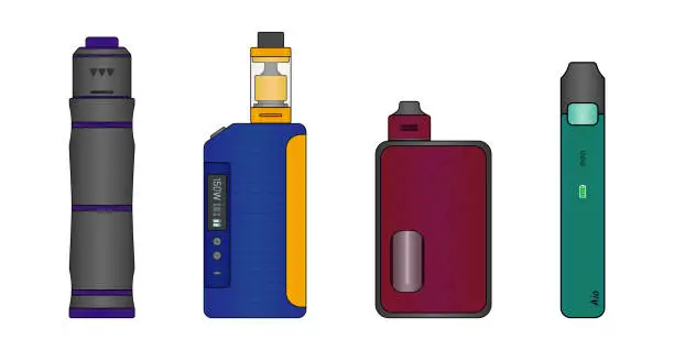 Vector illustration of Colorful set of e-cigarettes.