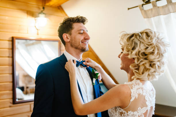 istock The groom's first meeting with the bride. Wedding day. 1174403080