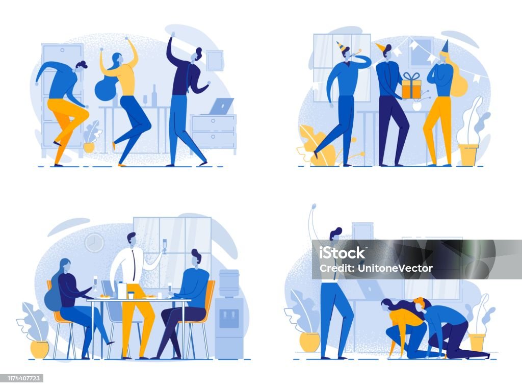 Ilustración de Los Trabajadores De Oficina De Dibujos Animados Celebran El Éxito Empresarial y más Vectores Libres de Derechos de Cumpleaños - iStock Ilustración de Los Trabajadores De Oficina De Dibujos Animados Celebran El Éxito Empresarial y más Vectores Libres de Derechos de Cumpleaños - iStock