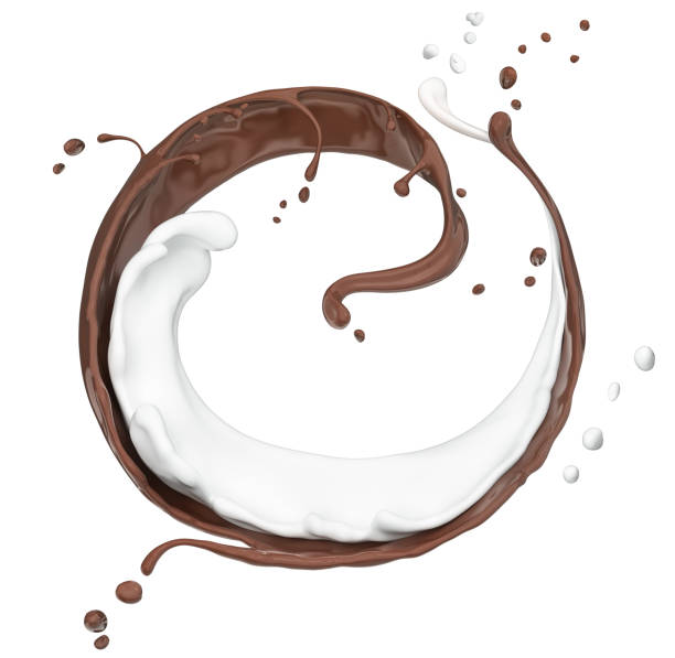 istock Splash of hot chocolate and milk, isolated 3d rendering 1174408052
