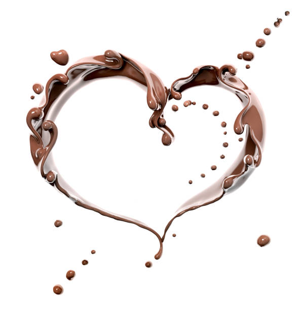 Splash of chocolate heart isolated 3d rendering