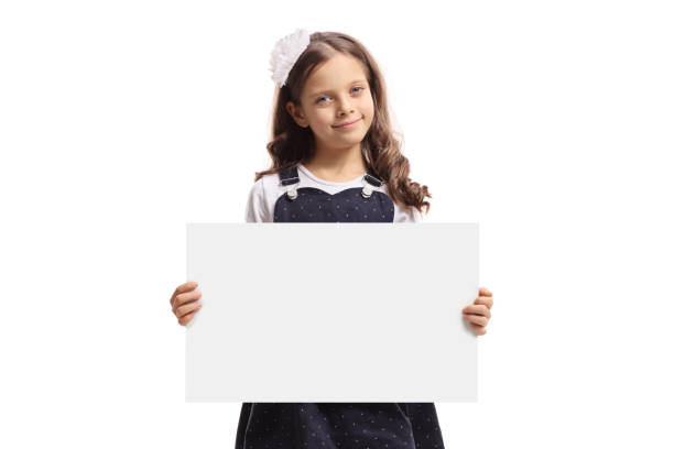 istock Young girl holding a blank signboard 1174415537