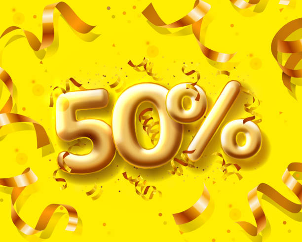 istock Sale 50 off ballon number on the yellow background. 1174418164