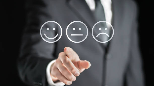 istock Survey, giving feedback, poll questionnaire and customer experience concept. Business man push digital touch screen to tell positive opinion, rating or review. 1174418178
