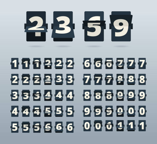 zeitnummern. flip-uhr-vorlage countdown-vektor-vorlage - flick stock-grafiken, -clipart, -cartoons und -symbole