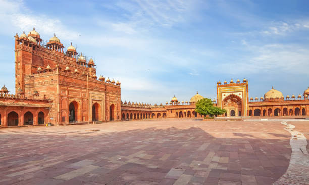 Fatehpur Sikri Agra India with view of Buland Darwaza and Jama Masjid stock photo