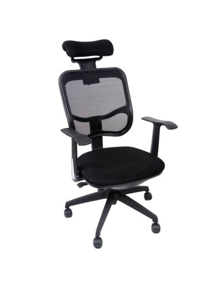 istock Black office spinning chair isolated on white background 1174425313