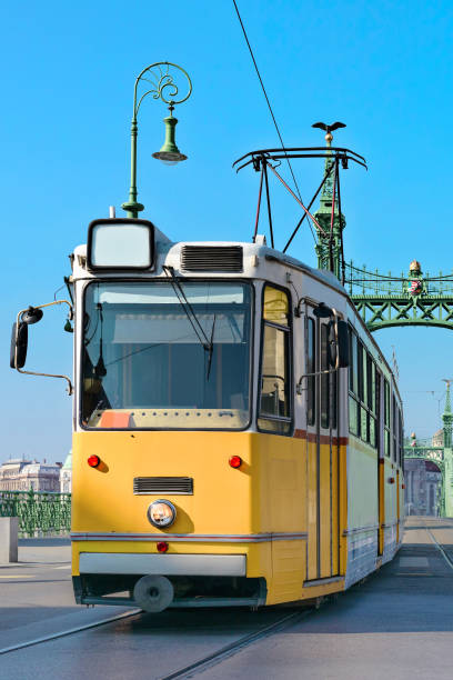 istock Historic tram on Freedom Bridge in Budapest 1174425471