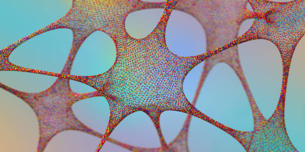 Abstract Multi-Coloured Connected Cells Made From Spheres and Rods