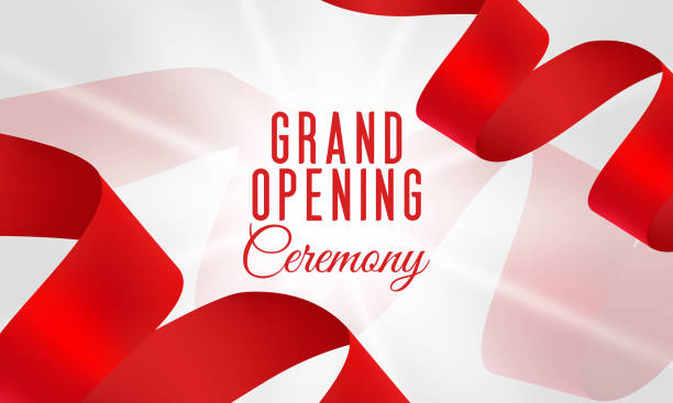 ilustraciones, imágenes clip art, dibujos animados e iconos de stock de gran fondo decorativo de apertura realista - opening ribbon cutting opening ceremony