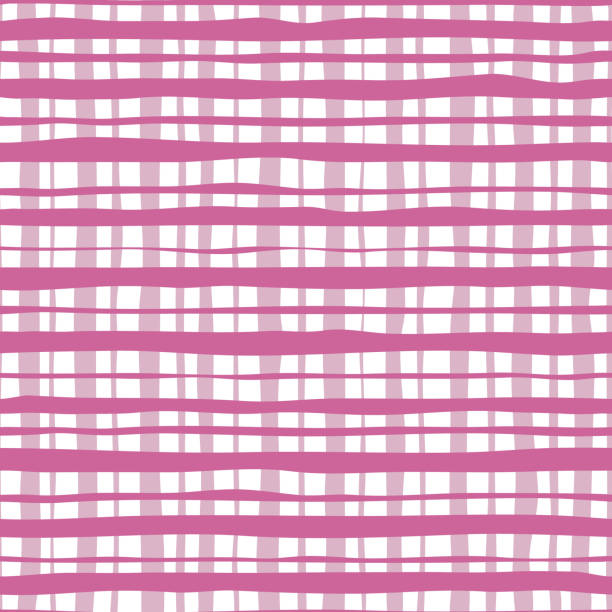 ilustrações de stock, clip art, desenhos animados e ícones de tartan pink color seamless pattern. hand drawn striped wallpaper. - tattersall