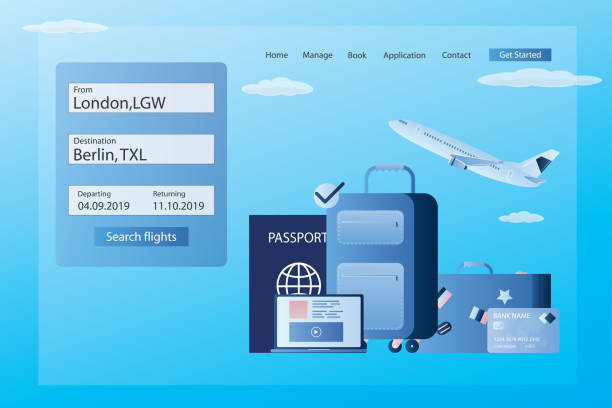 istock Landing page for online search and book travel ticket,web banner template, 1174428869