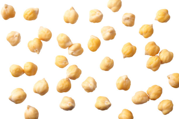 istock chickpeas isolated on white background. top view 1174430380
