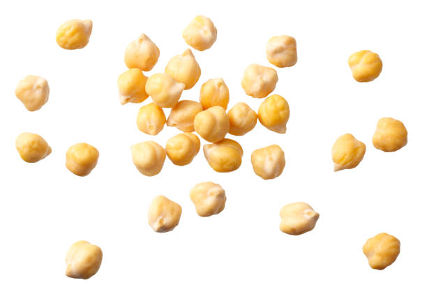 istock chickpeas isolated on white background. top view 1174430390