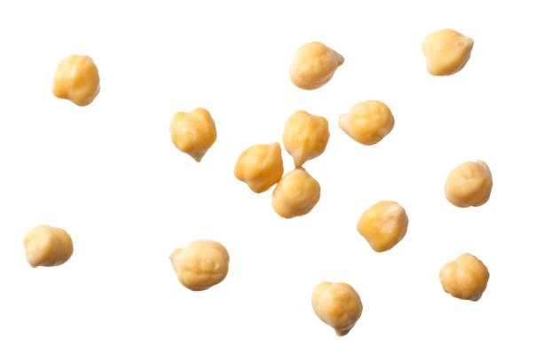 istock chickpeas isolated on white background. top view 1174430486