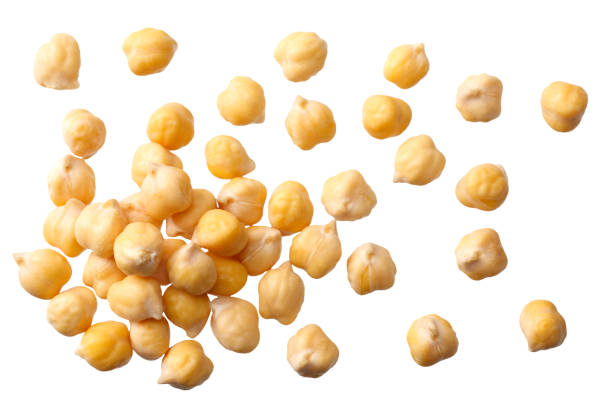 istock chickpeas isolated on white background. top view 1174430500