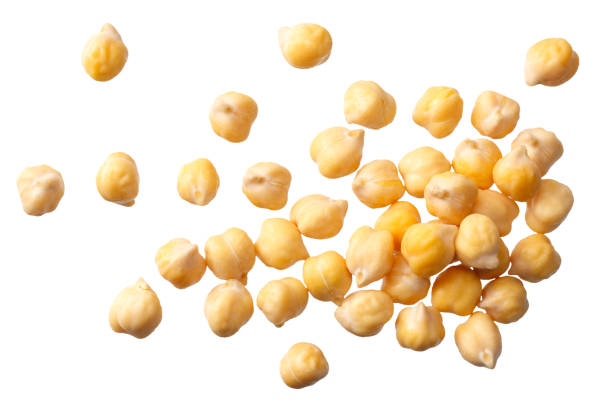 istock chickpeas isolated on white background. top view 1174430544