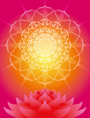 Vector Illustration of a beautiful Mandala Petal Rays and Lotus Flower with copy space for your brand or message