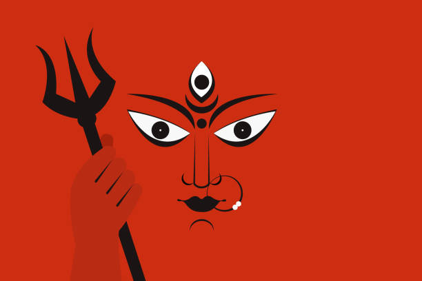 Illustration Of Goddess Durga Face For Durga Puja Festival Stock  Illustration - Download Image Now - iStock