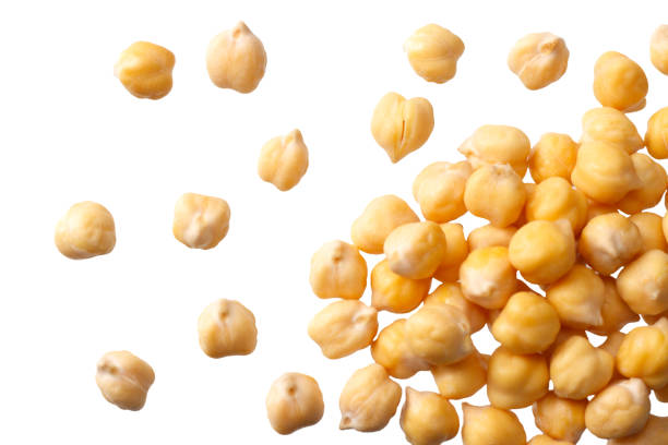 istock chickpeas isolated on white background. top view 1174435161