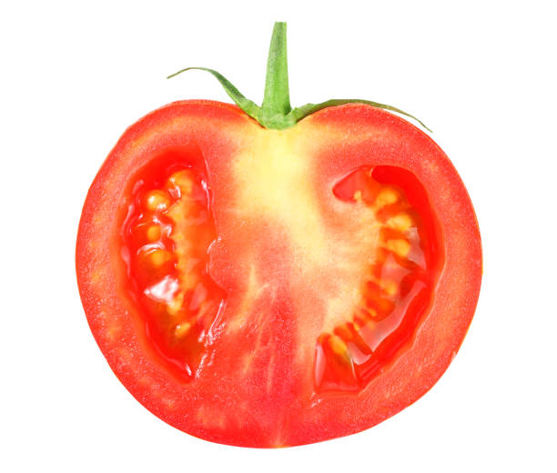 istock fresh tomato slices isolated on white background. top view 1174435230