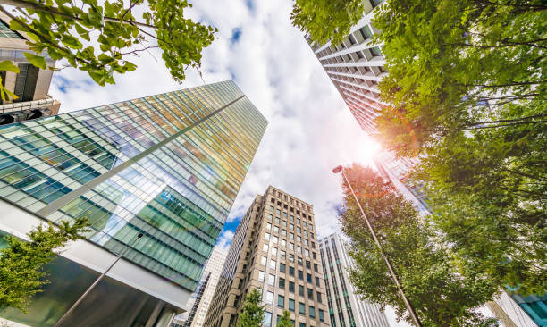 istock Cloudy sky and urban buildings 1174435427