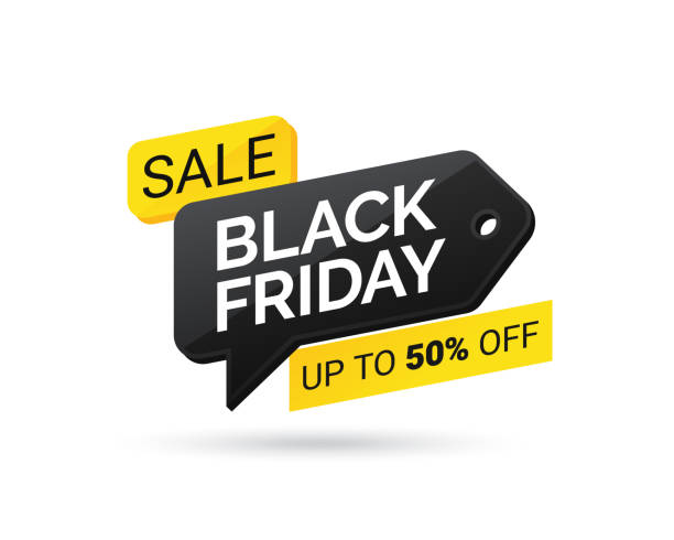 verkaufs-tag mit black friday auf weißem hintergrund. black friday design, label, verkauf, rabatt, werbung, marketing preisschild. vektor-illustration eps 10 - label price price tag vector stock-grafiken, -clipart, -cartoons und -symbole