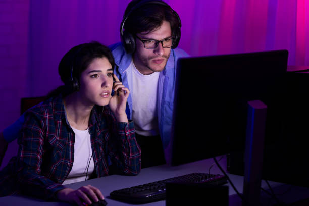 istock Gamers playing PC video game on eSport tournament 1174441234