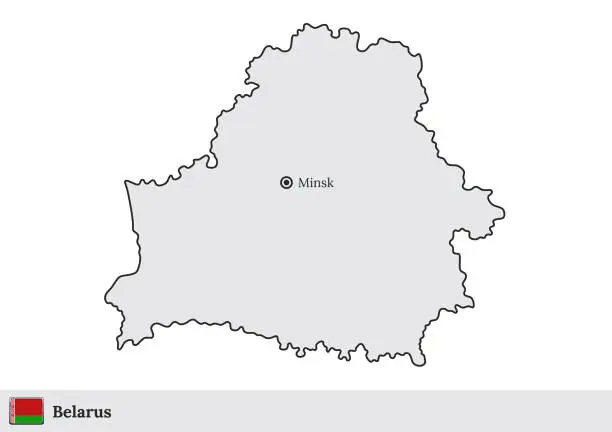 Vector illustration of Belarus vector map with the capital city of Minsk