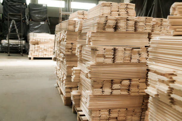 istock Storage of boards in a warehouse 1174441827