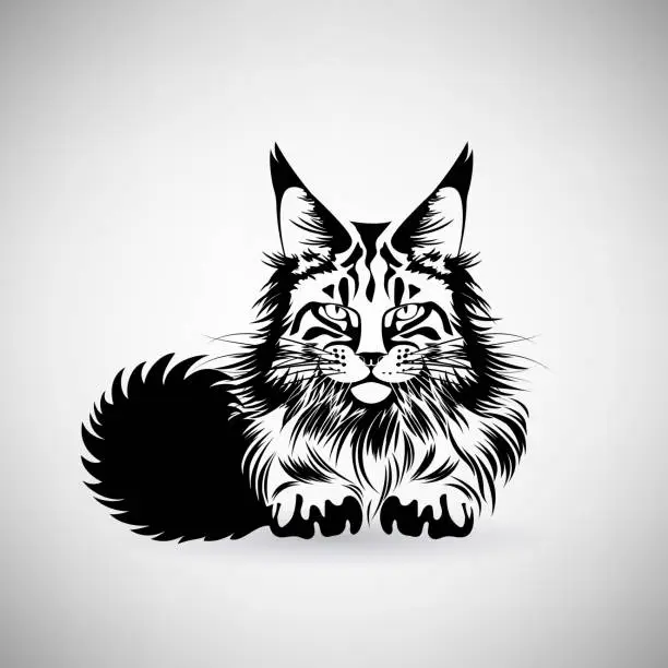 Vector illustration of Portrait of a Cat with a Predatory Gaze