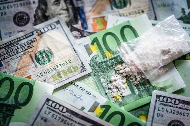 cocaine, european union and us dollars bills - currency exchange currency european union currency dollar imagens e fotografias de stock