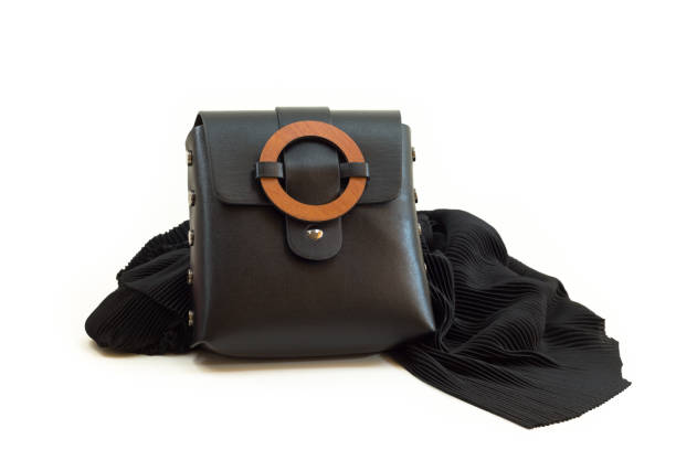 istock Women's Black Shoulder Bag on Velvet Scarf 1174444973