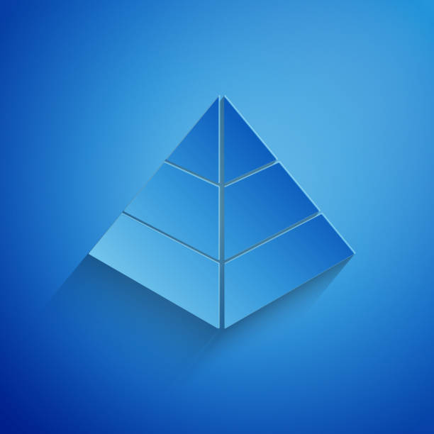 istock Paper cut Egypt pyramids icon isolated on blue background. Symbol of ancient Egypt. Paper art style. Vector Illustration 1174445632