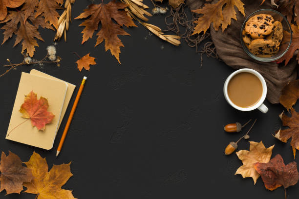 istock Autumn atmosphere for creation on black background 1174445941