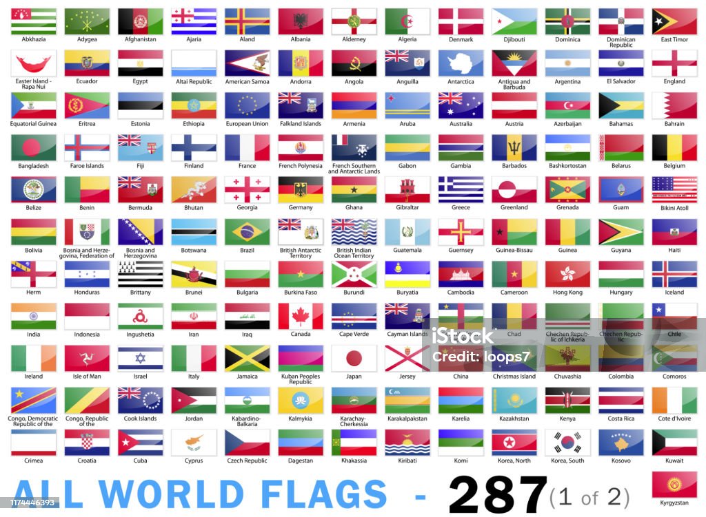 World All Flags - Complete collection - 287 items - part 1 of 2 Vector Illustration World Flags Flag stock vector