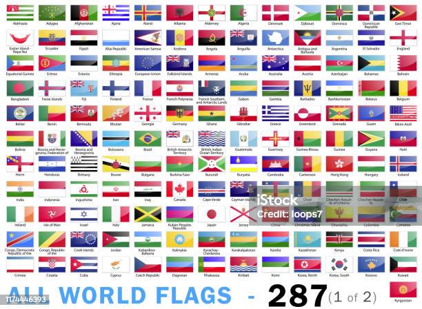 World All Flags Complete Collection 287 Items Part 1 Of 2 Stock Illustration - Download Image Now