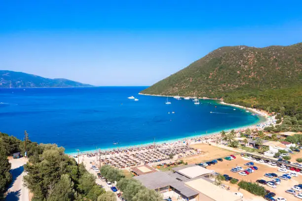 Photo of Famous Antisami beach in Kefalonia island, Greece.