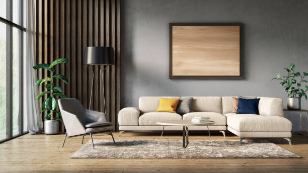 istock Modern scandinavian living room interior - 3d render 1174450689