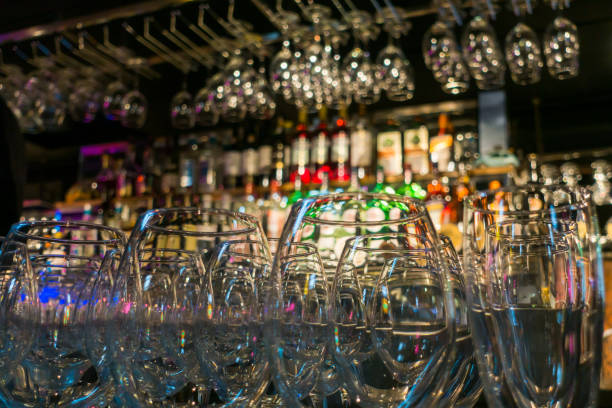 istock Empty wine glasses in the bar 1174452881